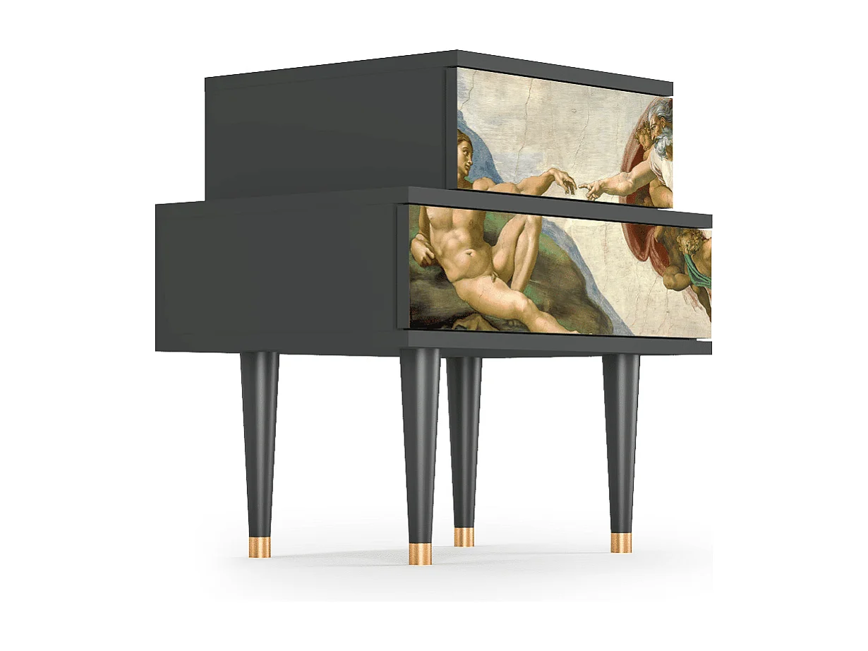 Stolik nocny - 58х58х41 cm - NS1 - The Creation of Adam, Antracyt