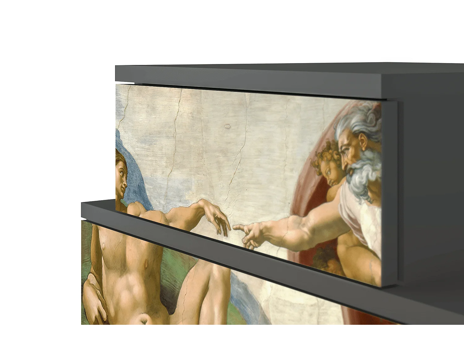 Stolik nocny - 58х58х41 cm - NS1 - The Creation of Adam, Antracyt