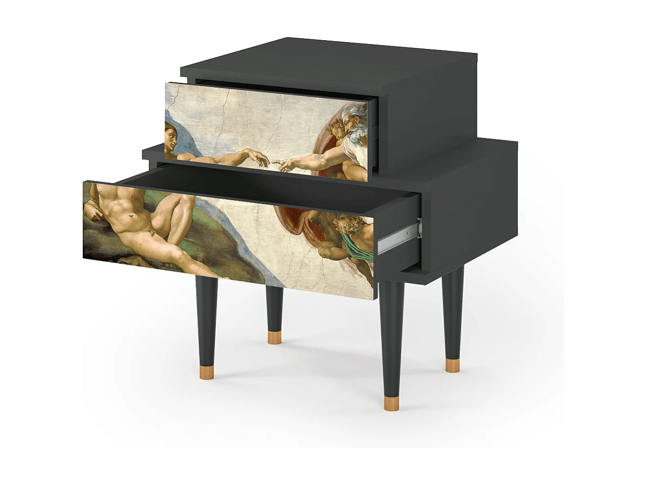 Stolik nocny - 58х58х41 cm - NS1 - The Creation of Adam, Antracyt