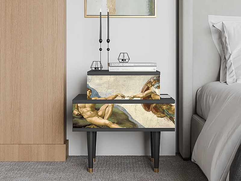 Table de nuit - 58х58х41 cm - NS1 - The Creation of Adam, Anthracite