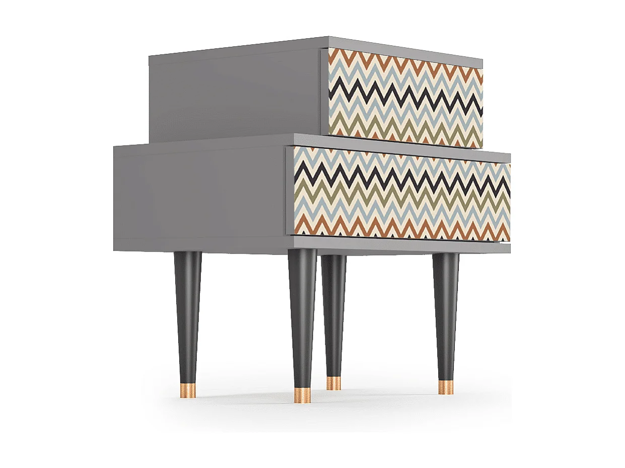 Stolik nocny - 58х58х41 cm - NS1 - Bright Ripple, Szary