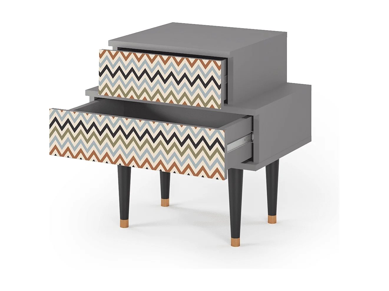 Table de nuit - 58х58х41 cm - NS1 - Bright Ripple, Gris