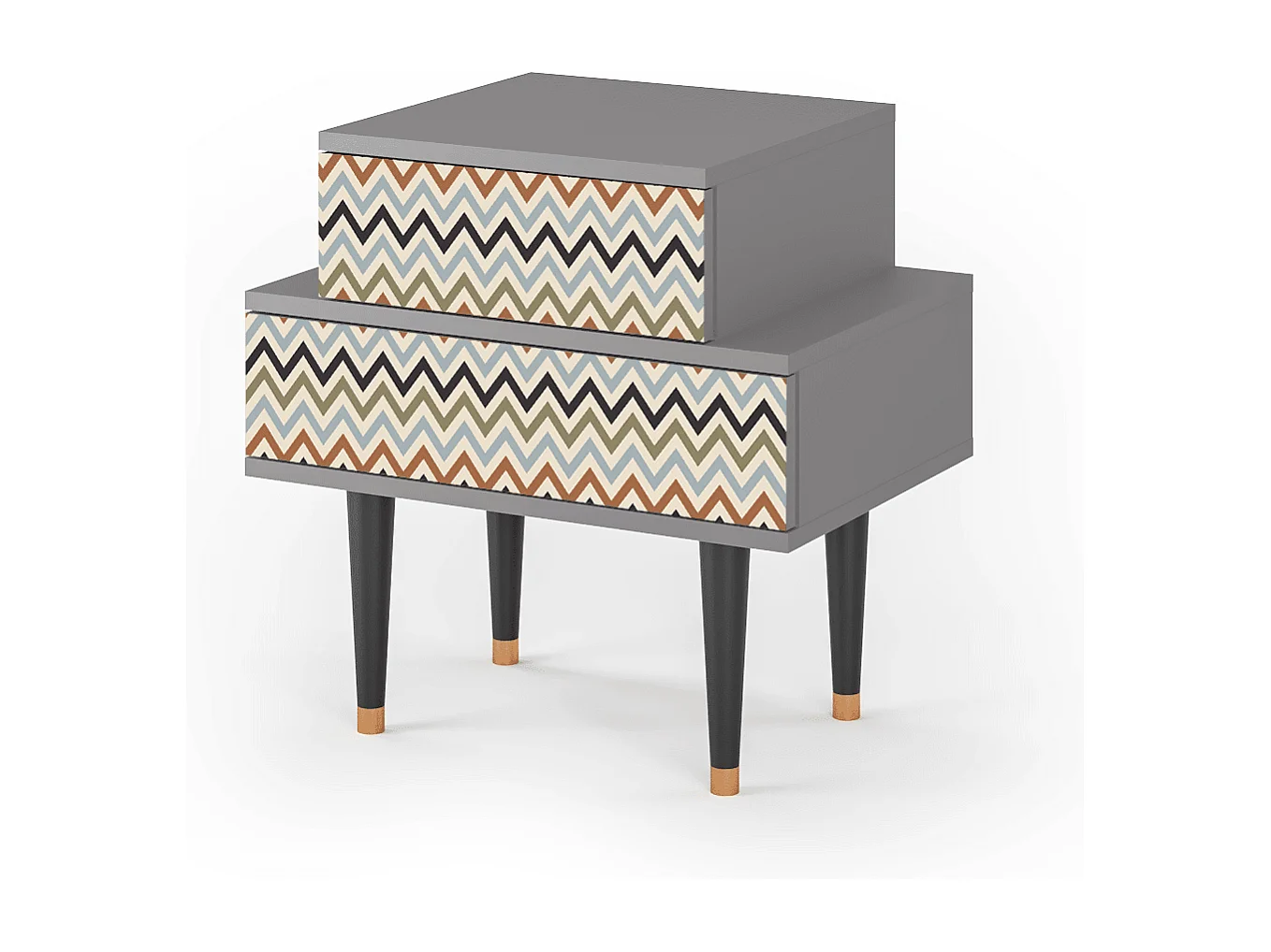 Table de nuit - 58х58х41 cm - NS1 - Bright Ripple, Gris