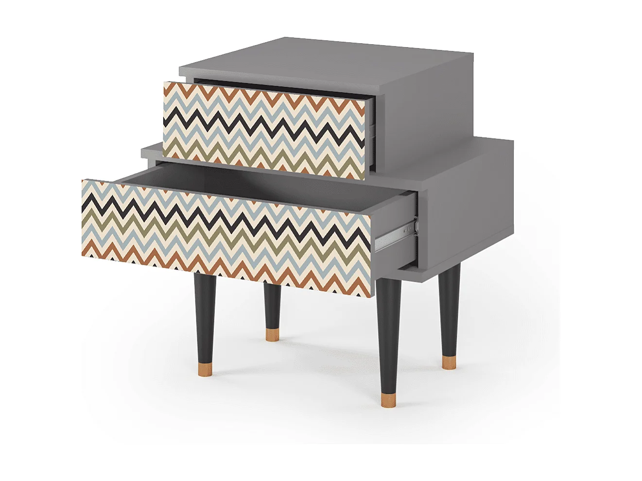 Table de nuit - 58х58х41 cm - NS1 - Bright Ripple, Gris