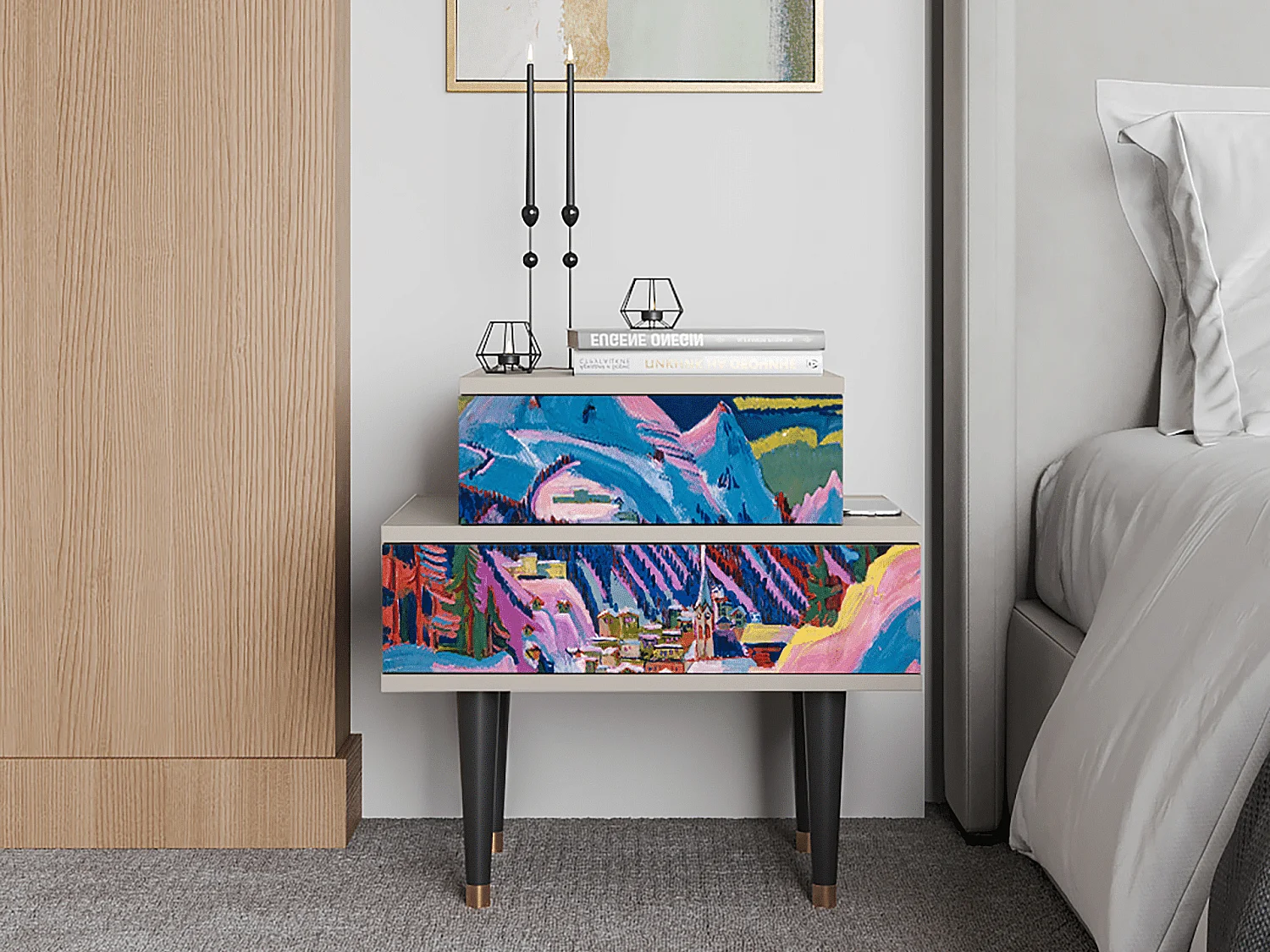 Table de nuit - 58х58х41 cm - NS1 - Davos Winter, Sable