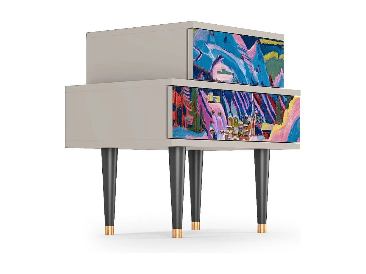 Table de nuit - 58х58х41 cm - NS1 - Davos Winter, Sable