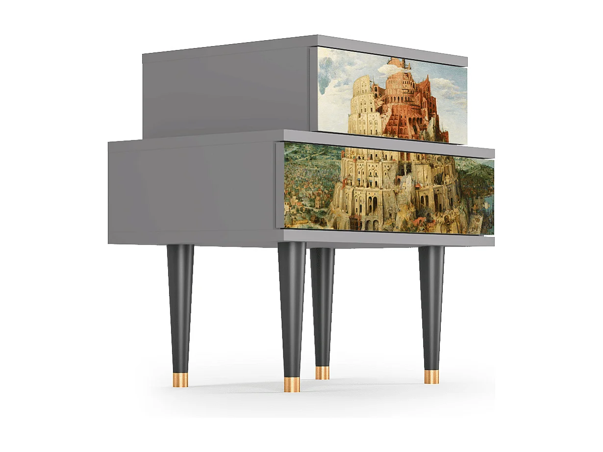 Criado-mudo - 58х58х41 cm - NS1 - Elder The Tower, Cinza