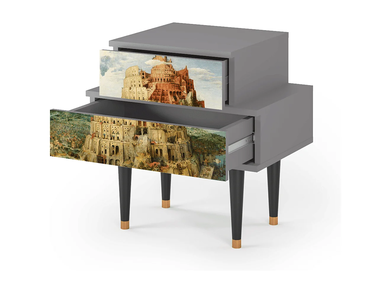 Criado-mudo - 58х58х41 cm - NS1 - Elder The Tower, Cinza