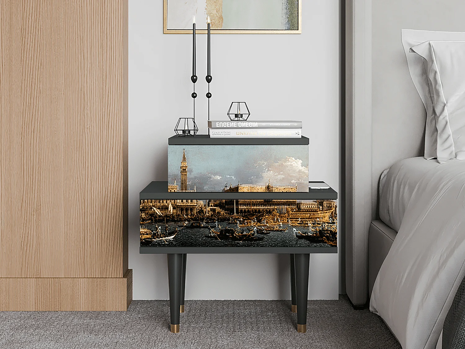 Stolik nocny - 58х58х41 cm - NS1 - The Bucintoro, Antracyt