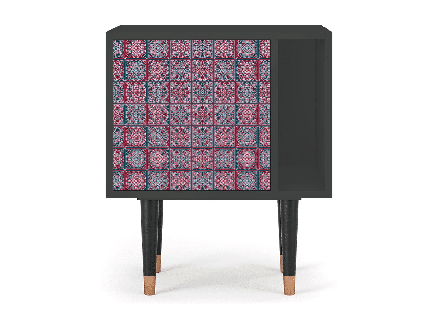 Stolik nocny - 57х69х48 cm - S2 - Riviera Mosaic, Antracyt