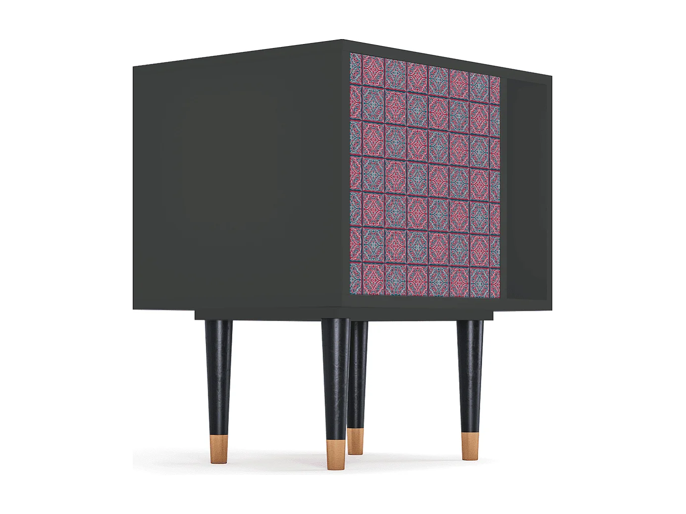 Stolik nocny - 57х69х48 cm - S2 - Riviera Mosaic, Antracyt