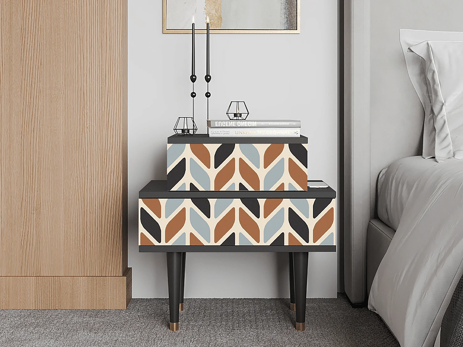 Criado-mudo - 58х58х41 cm - NS1 - Beige Laure, Antracite