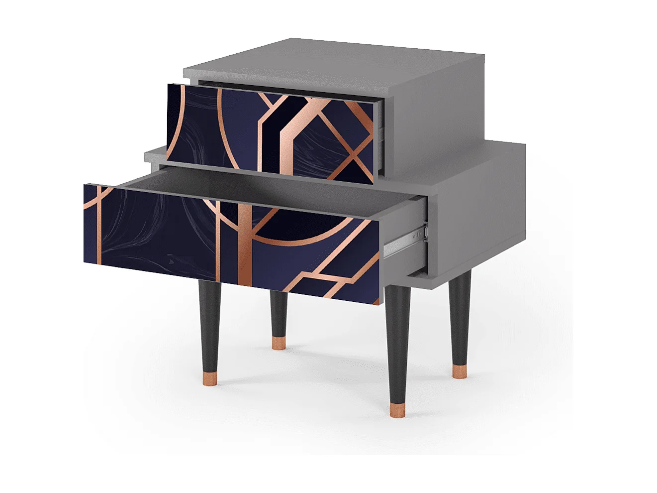 Stolik nocny - 58х58х41 cm - NS1 - Purple Temple, Szary