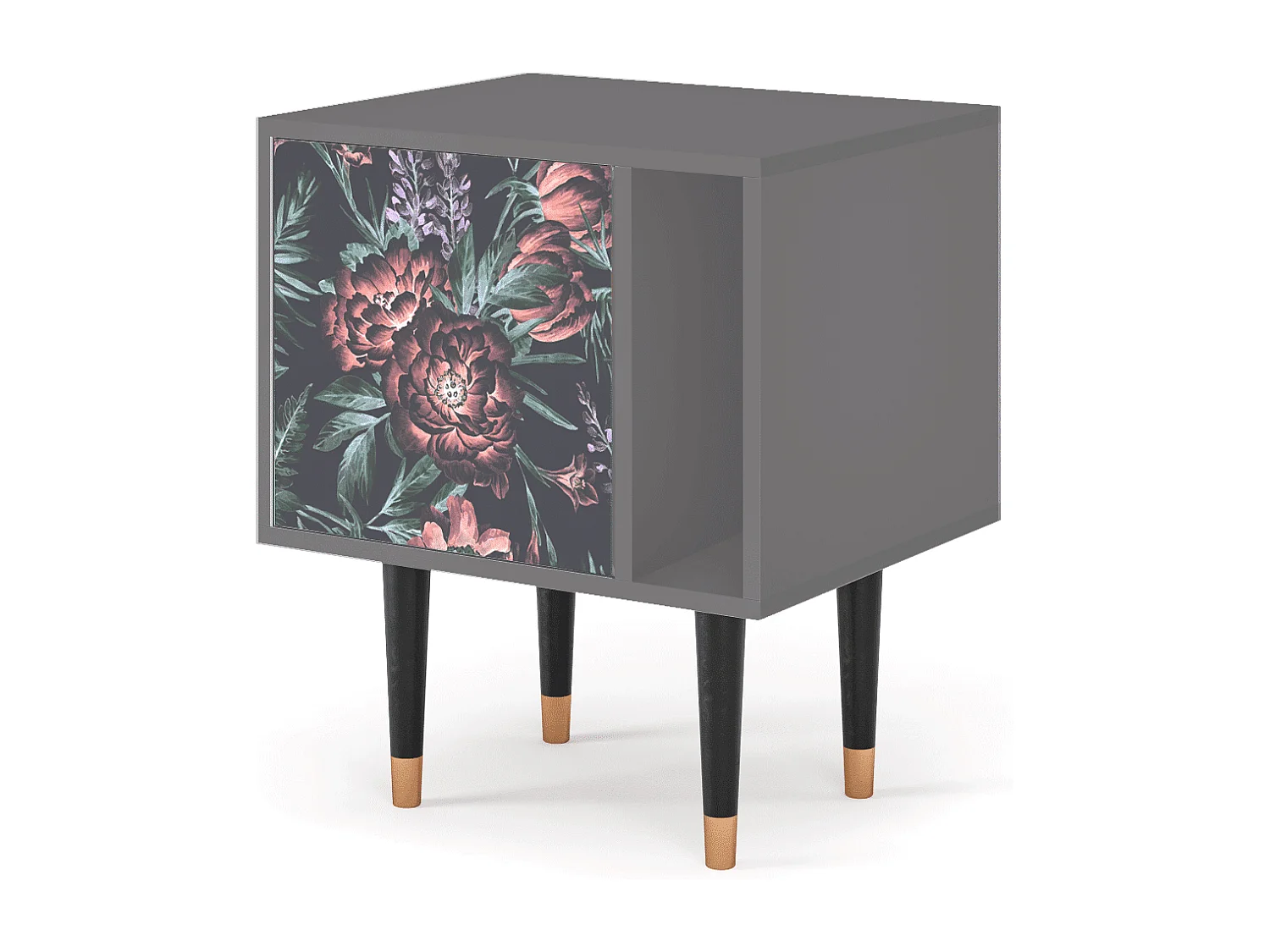 Table de nuit - 57х69х48 cm - S2 - Dark Peonies, Gris