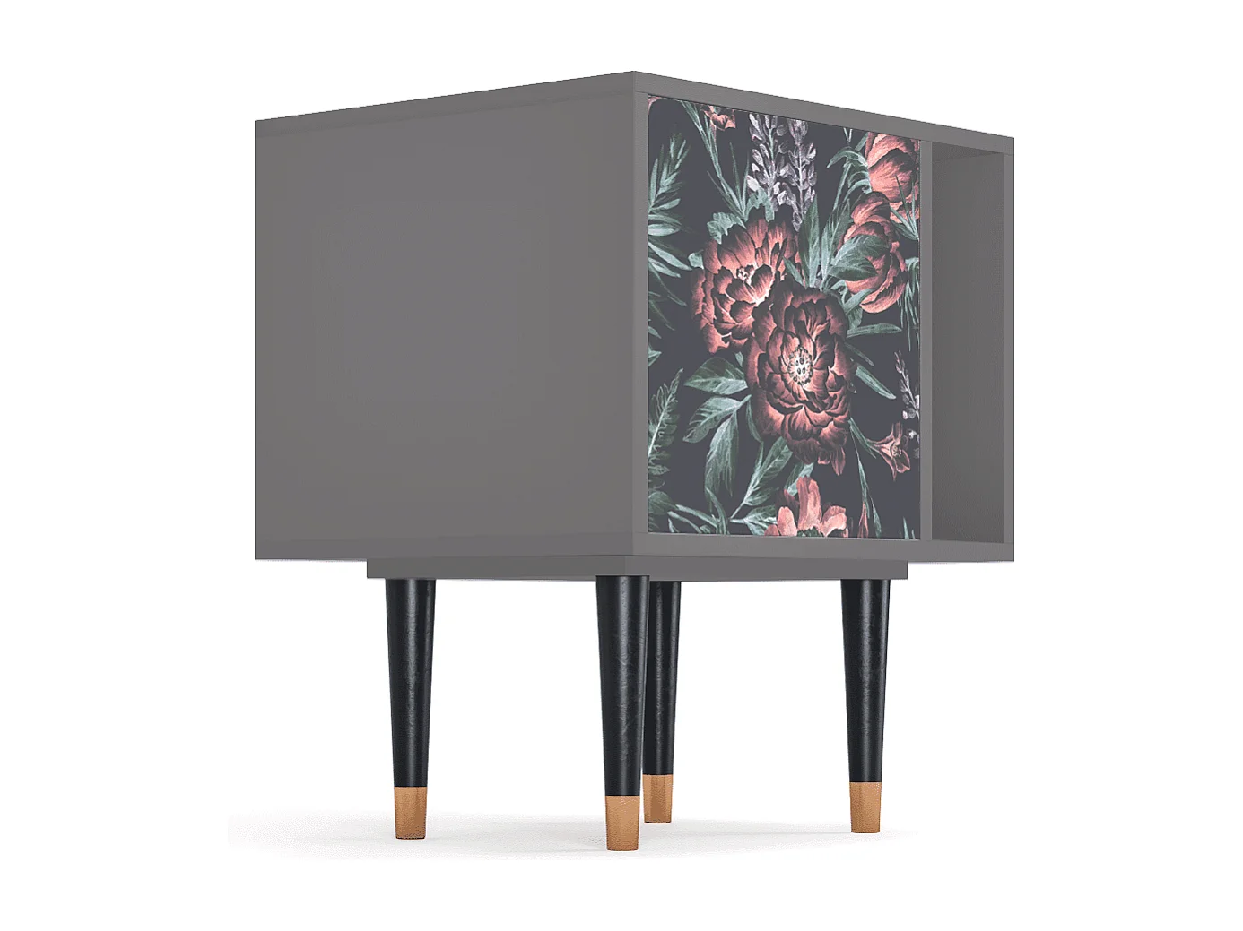 Table de nuit - 57х69х48 cm - S2 - Dark Peonies, Gris