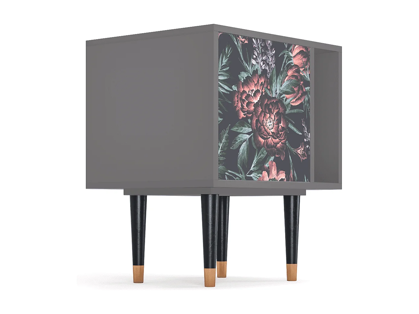 Table de nuit - 57х69х48 cm - S2 - Dark Peonies, Gris