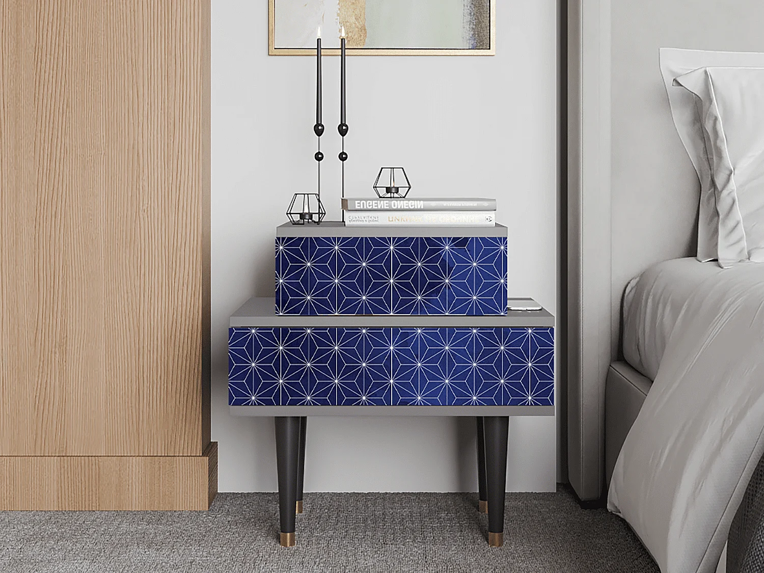 Table de nuit - 58х58х41 cm - NS1 - Milky Way, Gris