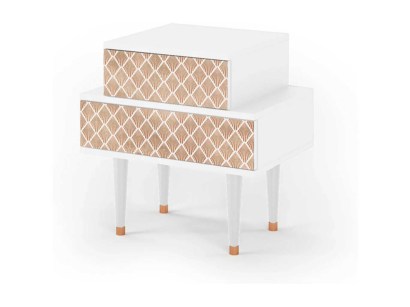 Nachtkastje - 58х58х41 cm - NS1 - Pastel Sunrise, Wit