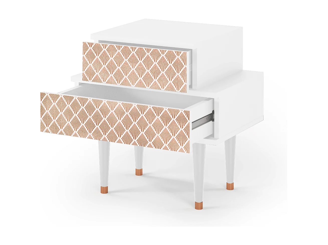 Nachtkastje - 58х58х41 cm - NS1 - Pastel Sunrise, Wit