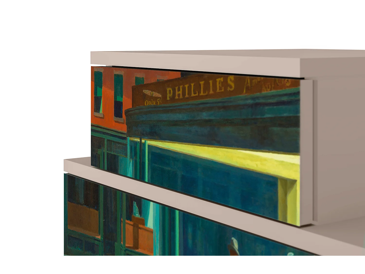 Mesita de noche - 58х58х41 cm - NS1 - Nighthawks by Hopper, Latte