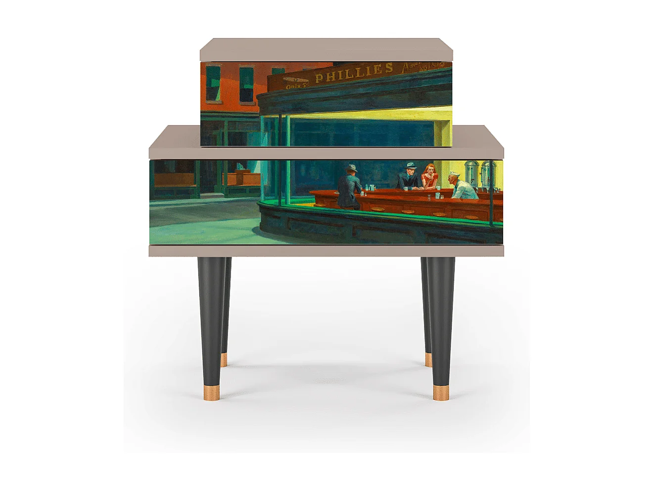 Stolik nocny - 58х58х41 cm - NS1 - Nighthawks by Hopper, Latte