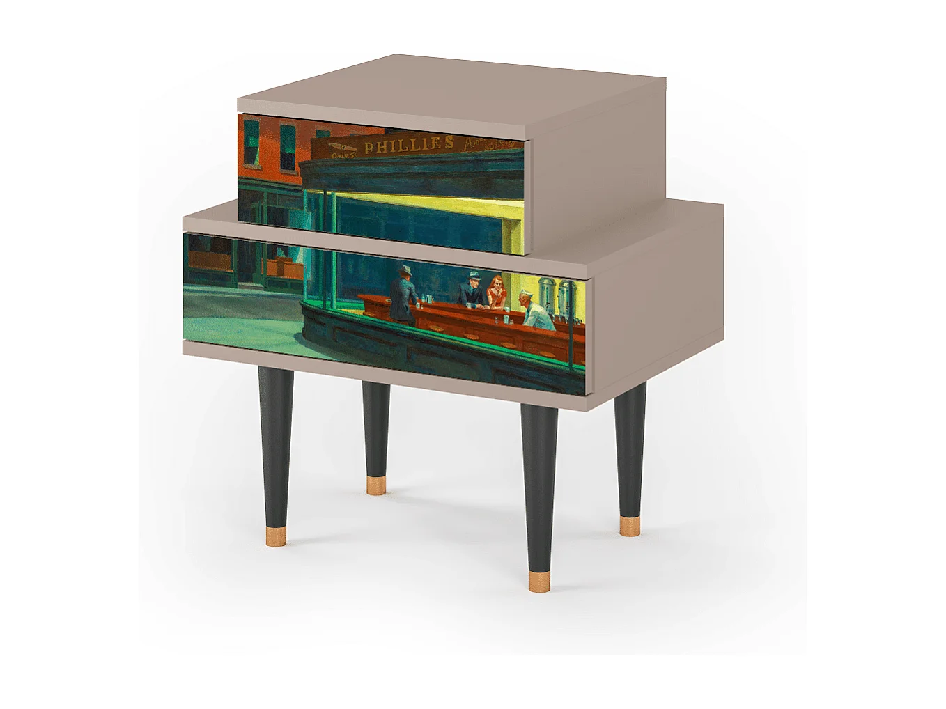 Stolik nocny - 58х58х41 cm - NS1 - Nighthawks by Hopper, Latte