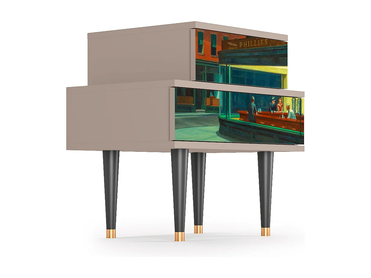 Stolik nocny - 58х58х41 cm - NS1 - Nighthawks by Hopper, Latte