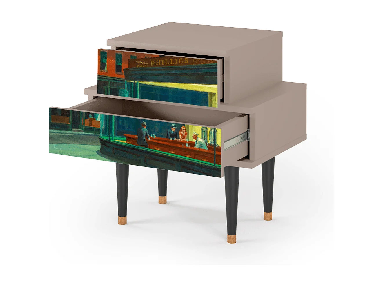 Stolik nocny - 58х58х41 cm - NS1 - Nighthawks by Hopper, Latte