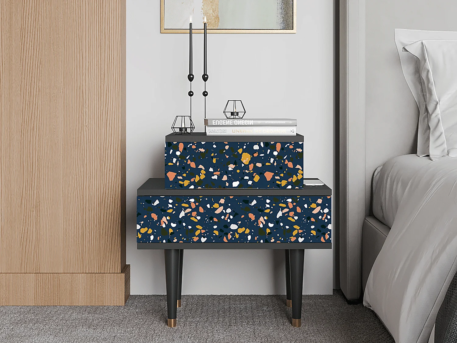 Table de nuit - 58х58х41 cm - NS1 - Night Sky Langhterns, Anthracite