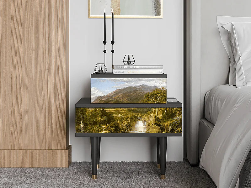 Stolik nocny - 58х58х41 cm - NS1 - The Heart of the Andes , Antracyt