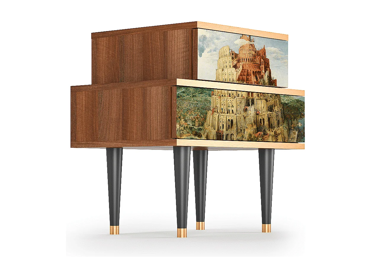 Table de nuit - 58х58х41 cm - NS1 - Elder The Tower, Noyer