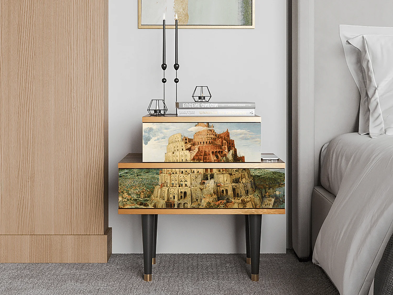 Comodino - 58х58х41 cm - NS1 - Elder The Tower, Noce