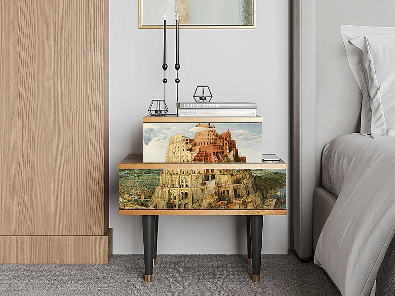 Stolik nocny - 58х58х41 cm - NS1 - Elder The Tower, Orzech