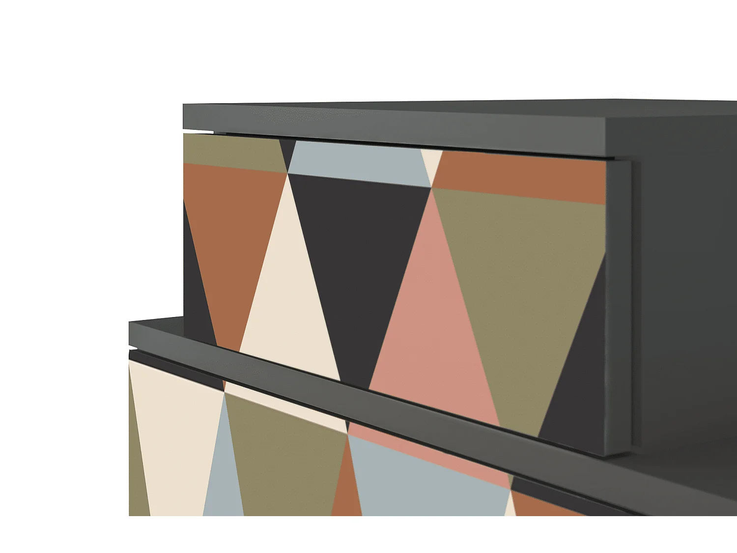 Table de nuit - 58х58х41 cm - NS1 - Royal Triangles, Anthracite