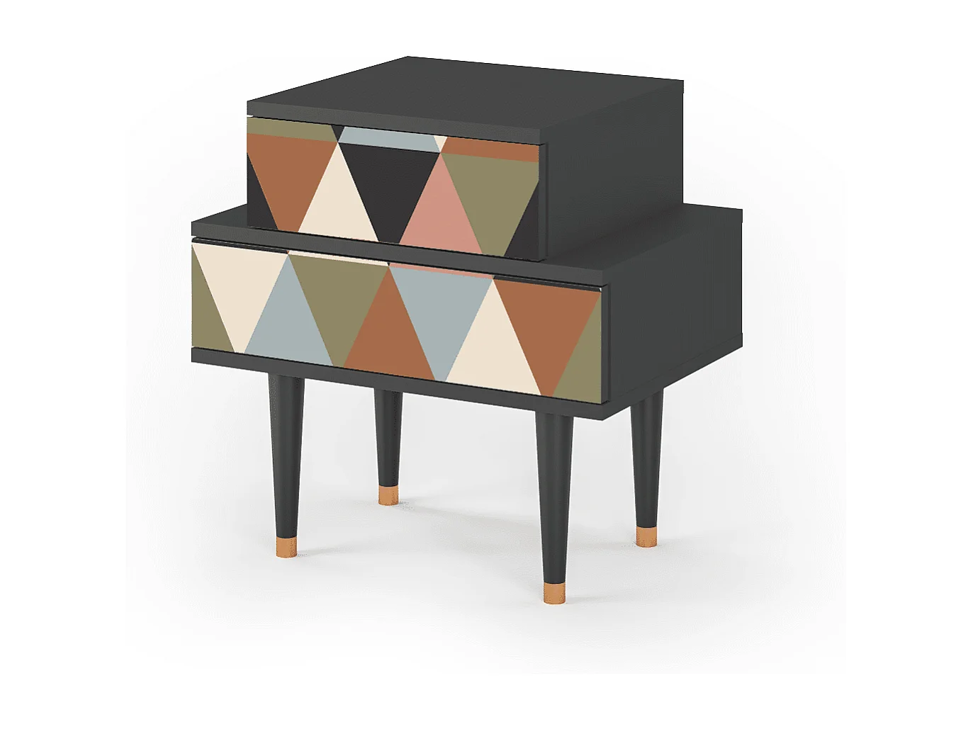 Stolik nocny - 58х58х41 cm - NS1 - Royal Triangles, Antracyt