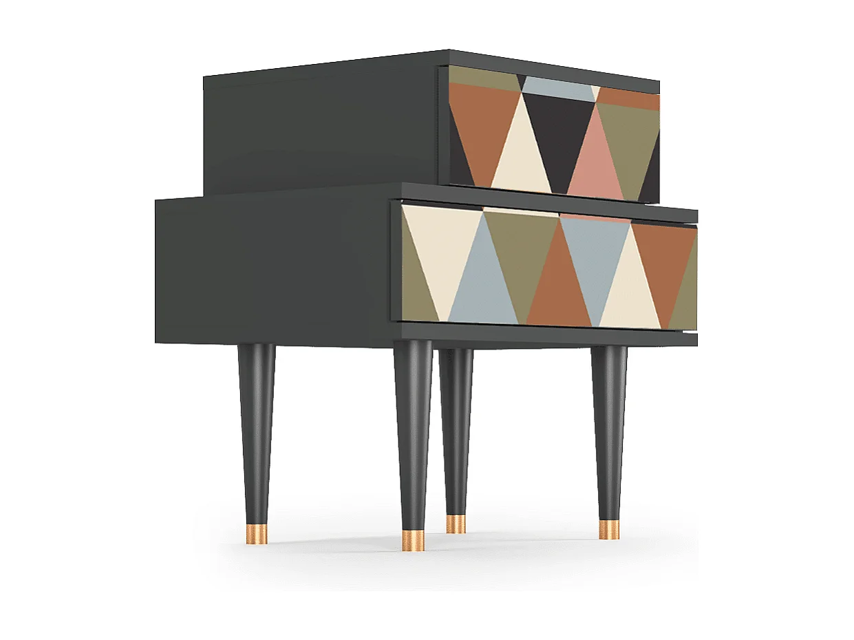 Stolik nocny - 58х58х41 cm - NS1 - Royal Triangles, Antracyt