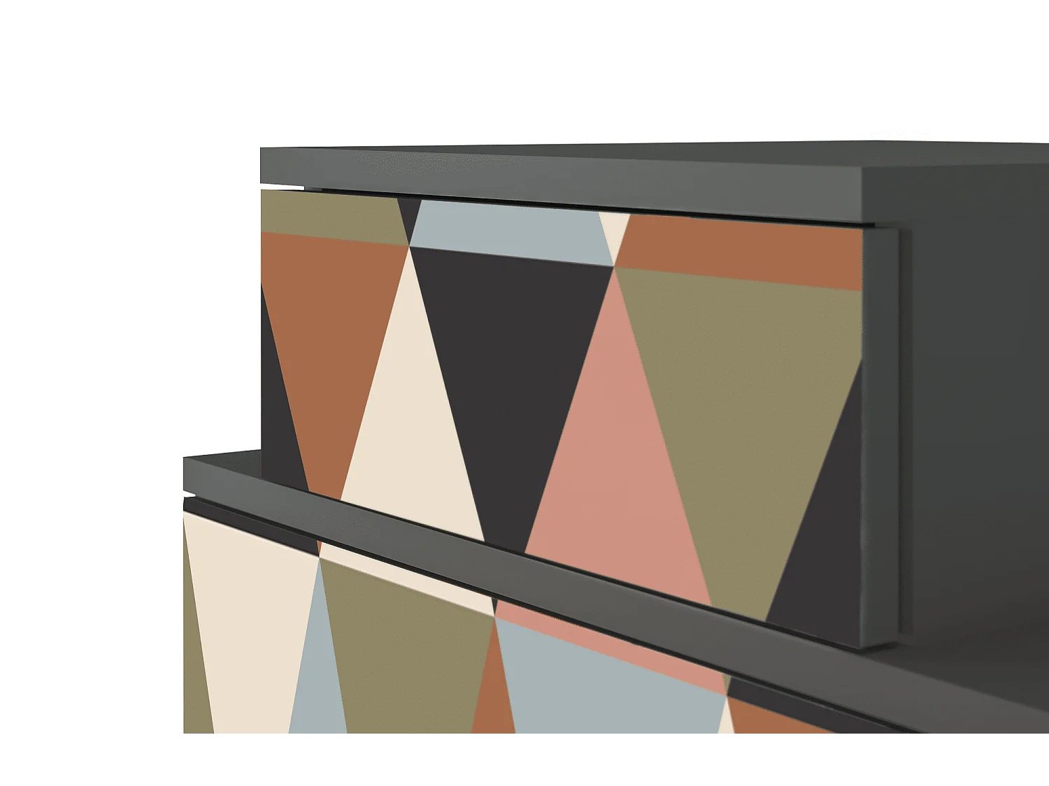 Stolik nocny - 58х58х41 cm - NS1 - Royal Triangles, Antracyt