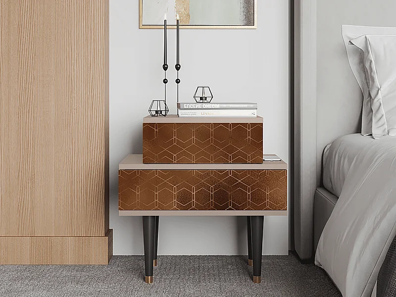 Stolik nocny - 58х58х41 cm - NS1 - Chocolate Bar, Latte