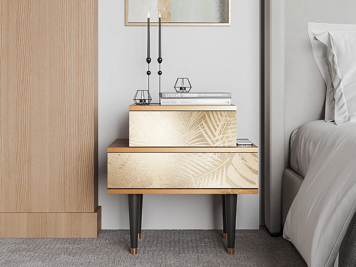 Stolik nocny - 58х58х41 cm - NS1 - Plant of the Dessert, Orzech