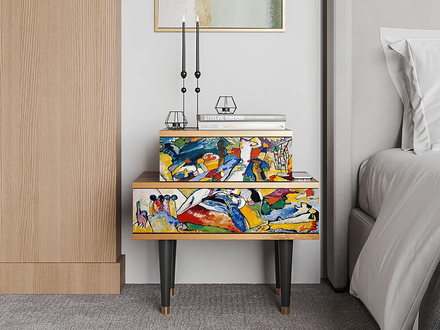 Table de nuit - 58х58х41 cm - NS1 - Improvisation 26  , Noyer