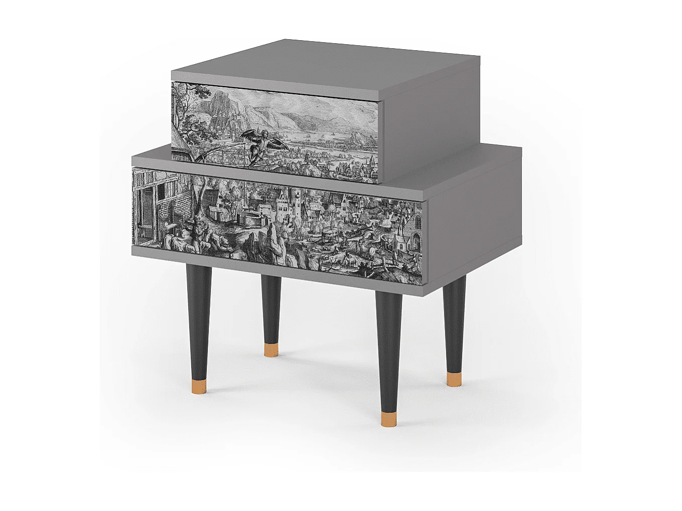 Stolik nocny - 58х58х41 cm - NS1 - Departure, Szary