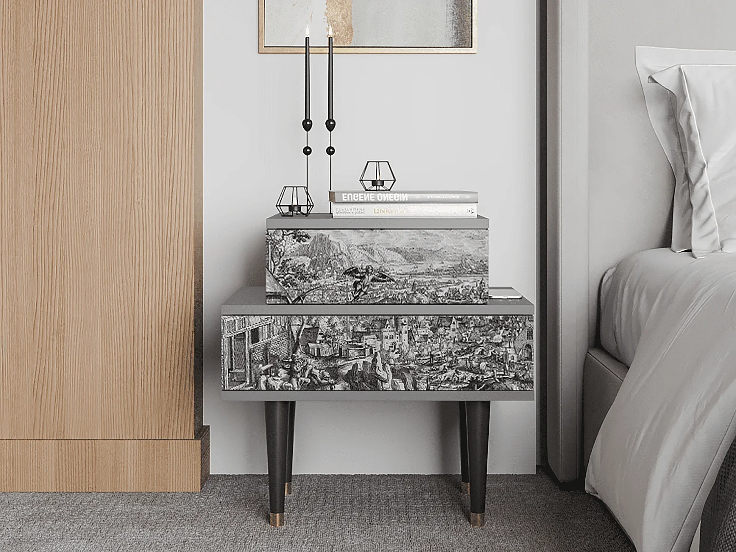 Table de nuit - 58х58х41 cm - NS1 - Departure, Gris