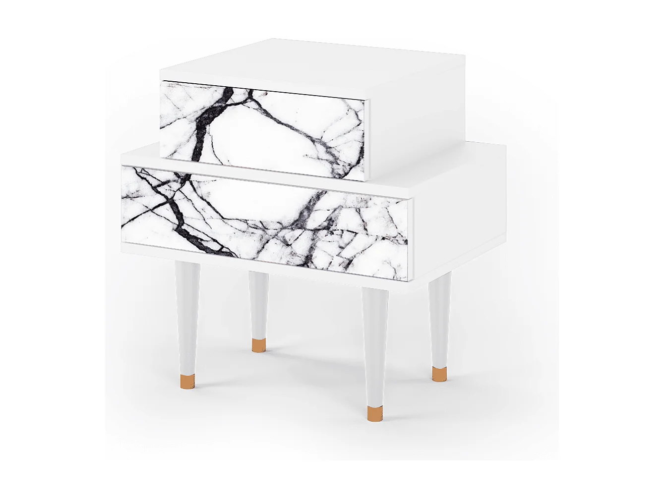 Table de nuit - 58х58х41 cm - NS1 - Raven Marble, Blanc