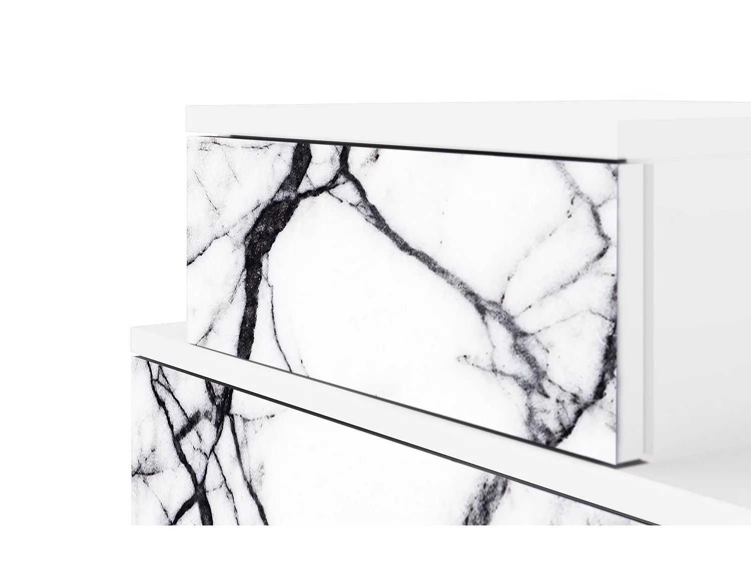 Table de nuit - 58х58х41 cm - NS1 - Raven Marble, Blanc