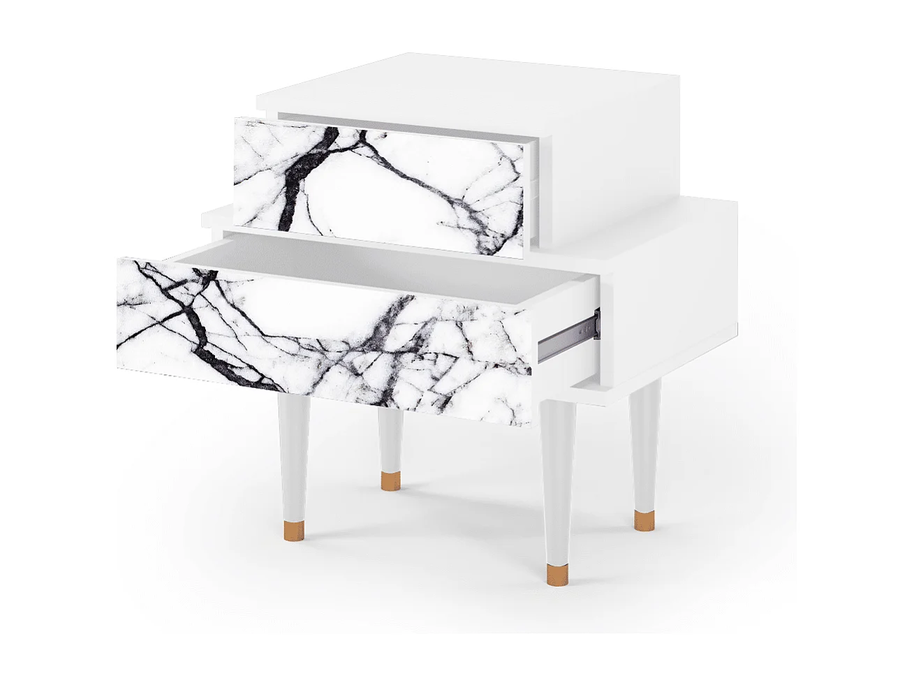 Table de nuit - 58х58х41 cm - NS1 - Raven Marble, Blanc