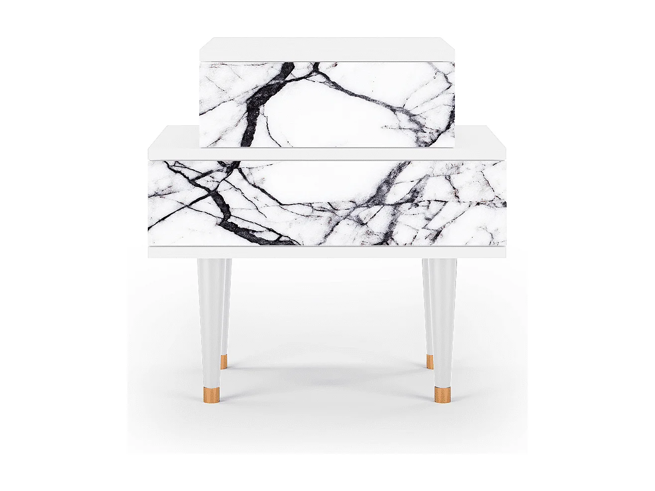 Table de nuit - 58х58х41 cm - NS1 - Raven Marble, Blanc