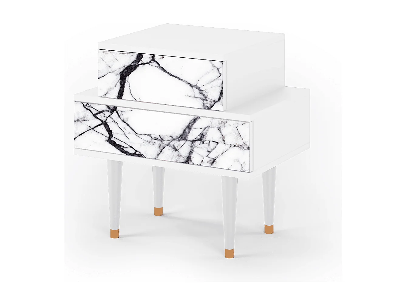 Table de nuit - 58х58х41 cm - NS1 - Raven Marble, Blanc