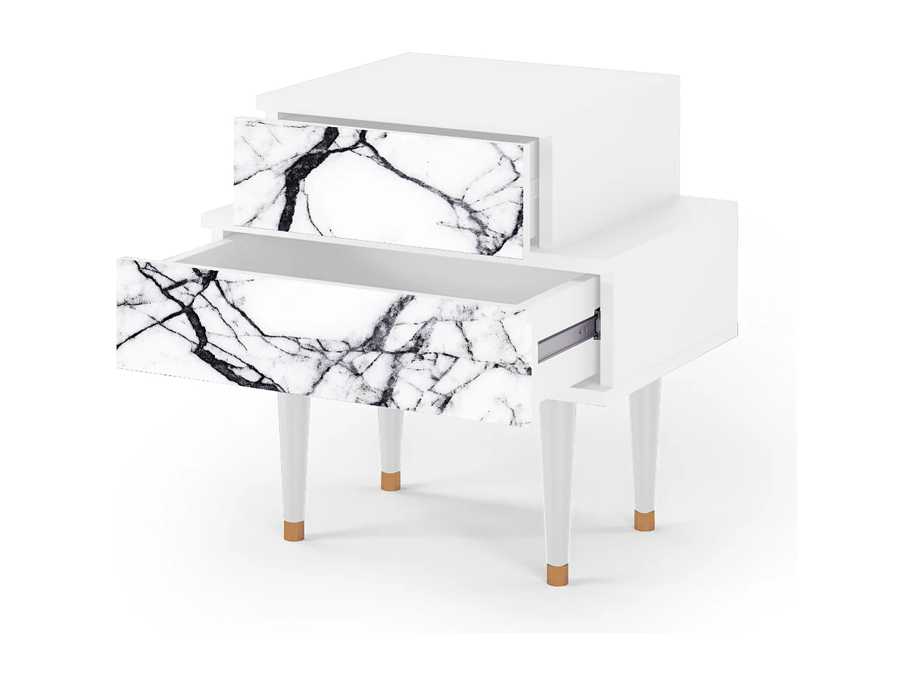 Table de nuit - 58х58х41 cm - NS1 - Raven Marble, Blanc