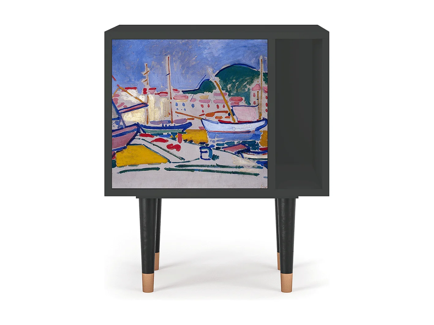 Nachtkastje - 57х69х48 cm - S2 - The Port of Collioure , Antraciet