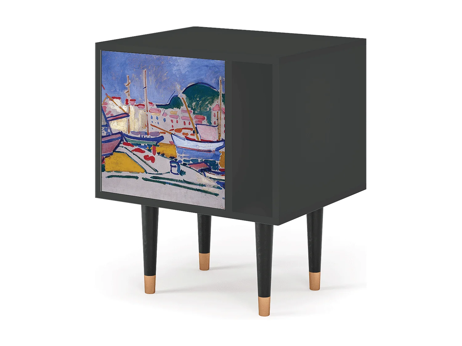 Nachtkastje - 57х69х48 cm - S2 - The Port of Collioure , Antraciet